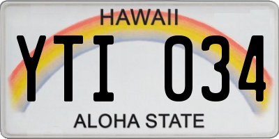 HI license plate YTI034