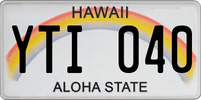 HI license plate YTI040