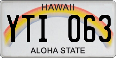HI license plate YTI063