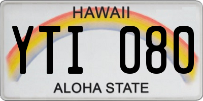 HI license plate YTI080