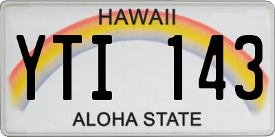 HI license plate YTI143
