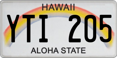 HI license plate YTI205