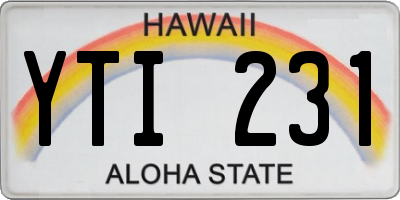 HI license plate YTI231