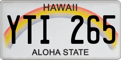 HI license plate YTI265