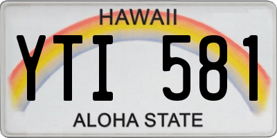 HI license plate YTI581