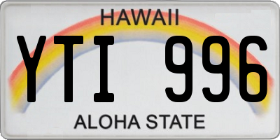 HI license plate YTI996