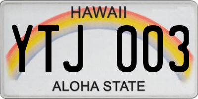 HI license plate YTJ003