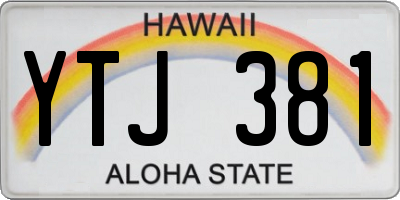 HI license plate YTJ381