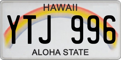 HI license plate YTJ996