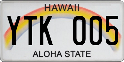 HI license plate YTK005