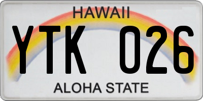 HI license plate YTK026