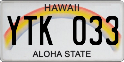 HI license plate YTK033