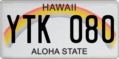 HI license plate YTK080