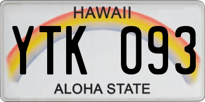 HI license plate YTK093