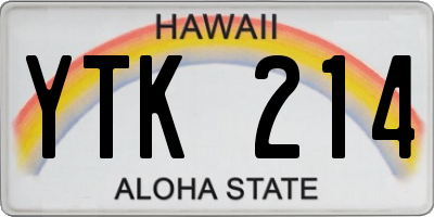 HI license plate YTK214