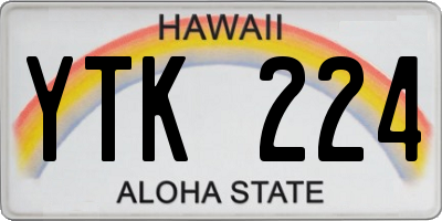 HI license plate YTK224