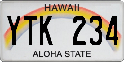 HI license plate YTK234