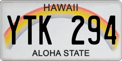HI license plate YTK294