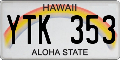 HI license plate YTK353