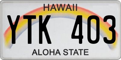 HI license plate YTK403