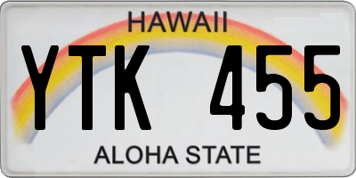 HI license plate YTK455