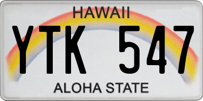 HI license plate YTK547