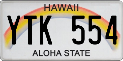 HI license plate YTK554