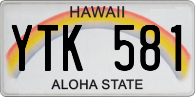HI license plate YTK581