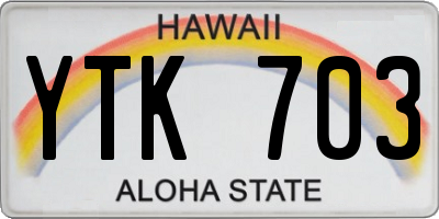 HI license plate YTK703