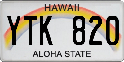 HI license plate YTK820