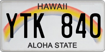 HI license plate YTK840