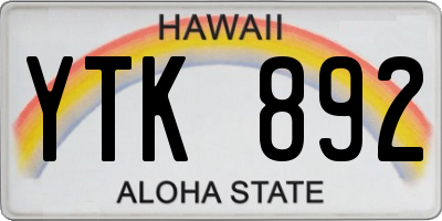 HI license plate YTK892