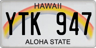 HI license plate YTK947