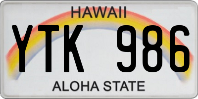 HI license plate YTK986