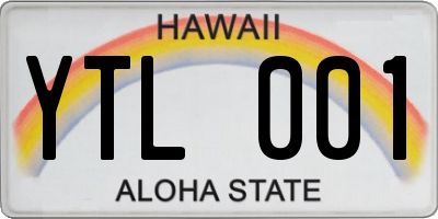 HI license plate YTL001