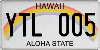 HI license plate YTL005