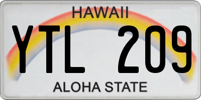 HI license plate YTL209
