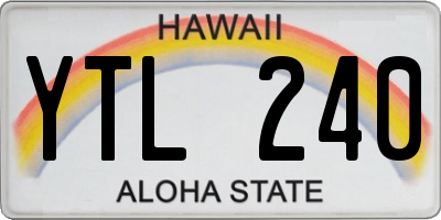 HI license plate YTL240