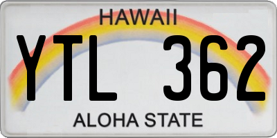 HI license plate YTL362