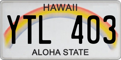 HI license plate YTL403