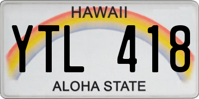 HI license plate YTL418