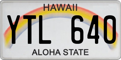HI license plate YTL640