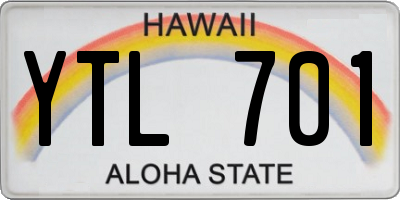 HI license plate YTL701