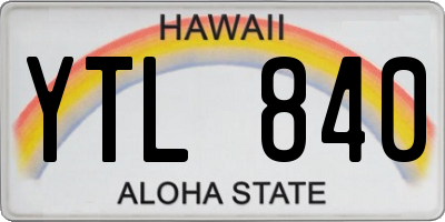 HI license plate YTL840