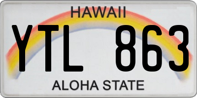 HI license plate YTL863