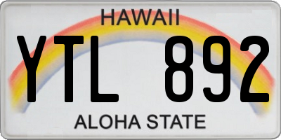 HI license plate YTL892