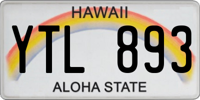 HI license plate YTL893