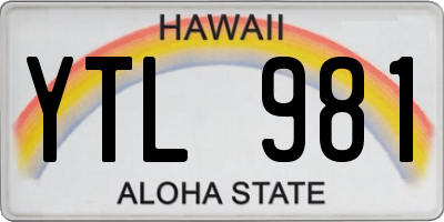 HI license plate YTL981