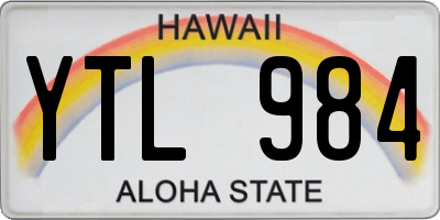 HI license plate YTL984