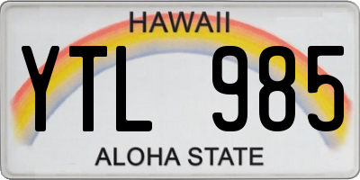 HI license plate YTL985